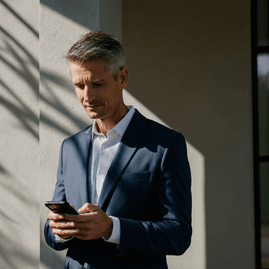 Re/Max logo over an image of a person using their mobile phone