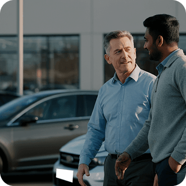 Van Horn logo over an image of people walking in car parking lot